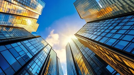 Aufkleber - City skyscrapers reflecting sunlight.