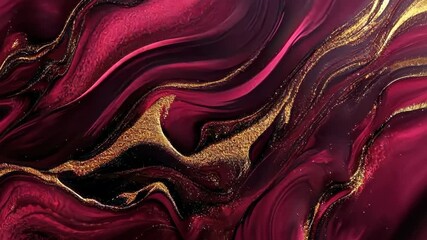Poster - Mesmerizing abstract waves of red and gold in fluid movement