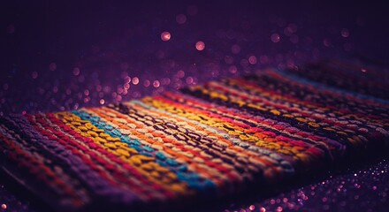Poster - A colorful rug with a purple background