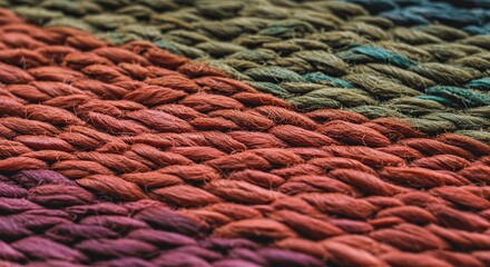Aufkleber - A close up of a colorful, knotted piece of yarn