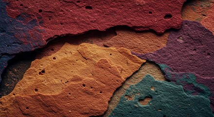 Poster - A colorful rock with a lot of holes and cracks