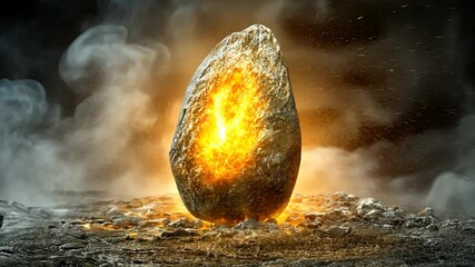 Poster - Fiery stone on a dark ground.