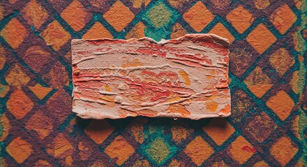 Poster - A piece of paper with a red and yellow design on it