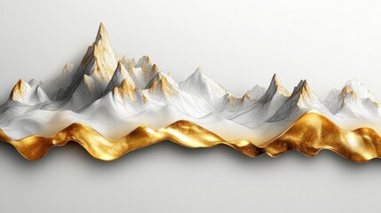 Canvas Print - Gold & White Mountains, Abstract Art,  Wall Decor,  Minimalist Design