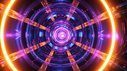 Poster - Abstract glowing tunnel with vibrant colors.