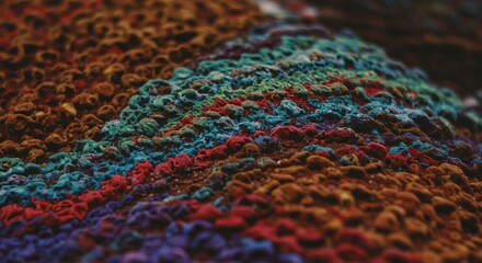 Aufkleber - A colorful knitted blanket with a variety of colors and textures