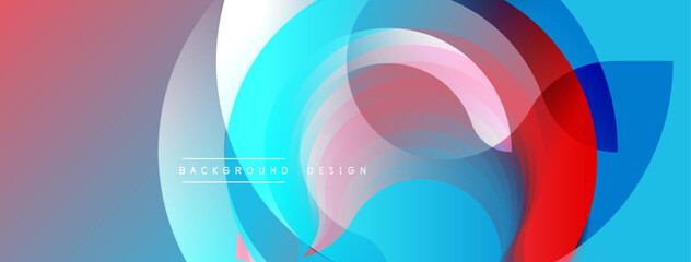 Poster - Abstract colorful overlapping circles create dynamic visual effect. Smooth gradients, modern design, vibrant hues. Background element.