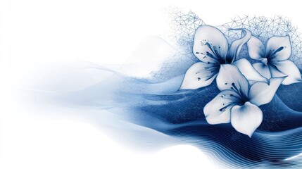 Wall Mural - Abstract floral design with flowing lines, digital art