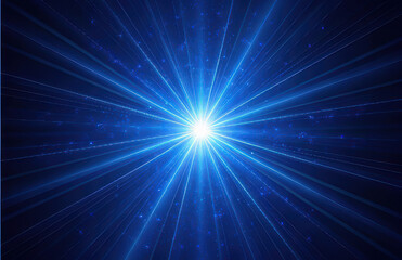 Poster - Bright blue light radiates outward, creating stunning visual effect with rays extending all directions, evoking sense