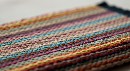 Aufkleber - A colorful striped blanket with a black border
