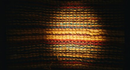Aufkleber - A close up of a colorful rug with a yellow spot in the middle