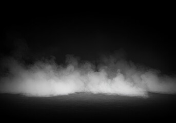 Wall Mural - Ethereal fog rolling across a dark surface creating a mysterious atmosphere
