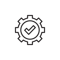 Poster - Gear Icon with Checkmark Symbol Representing Quality Control and Success in Digital Processes and Business Solutions