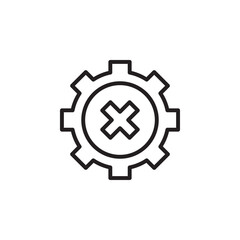 Poster - Error Icon Depicting a Cross Mark Over a Gear Symbol Representing Failure in a Digital Interface