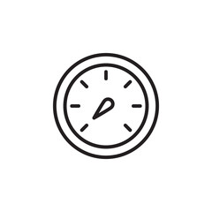 Poster - Stylized Icon of a Round Gauge with a Needle Indicating Measurement on a Minimalist Background for Data and Performance Visualization