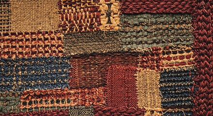 Poster - A patchwork quilt with a variety of colors and textures