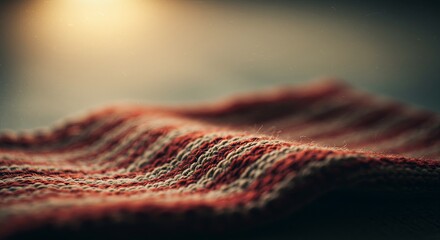 Aufkleber - A close up of a red and white striped knit scarf