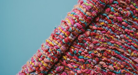 Aufkleber - A colorful piece of yarn with a pink and blue stripe