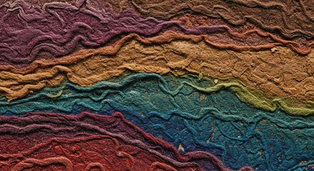 Poster - A colorful, multi-colored piece of fabric with a wave pattern