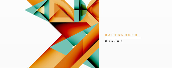 Poster - Abstract geometric design features overlapping shapes. Orange, teal, brown hues create dynamic visual texture. Minimalist style suitable for backgrounds, presentations.