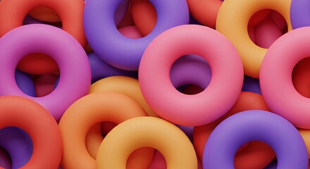 Aufkleber - A bunch of colorful, round objects are piled on top of each other