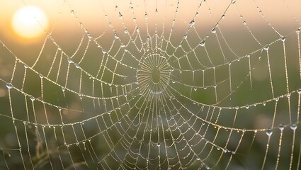 spider web with dew drops