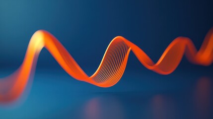 Poster - Abstract orange wave on blue backdrop for technology, science, or design projects