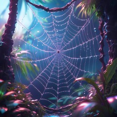 spider web with dew