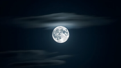 Wall Mural - Illustration a majestic full moon, softly illuminated by the moon's gentle light.