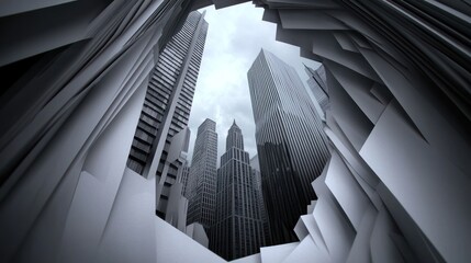 Canvas Print - Abstract urban view through geometric frame