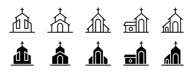 Poster - Church vector icons. Church building icon. Chapel symbols. Church silhouettes collection. EPS 10