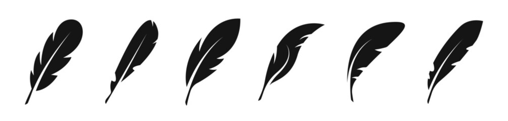 Poster - Feather silhouette. Bird feather icon set. Feather vector icons. EPS 10