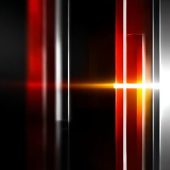 Poster - Abstract Vertical Stripes with Lens Flare: A Modern, Minimalist Composition in Red, Black, and White.