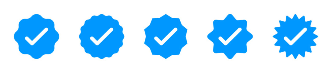 Poster - Verified badge icon set. Social media account verification icons. Check mark icons.