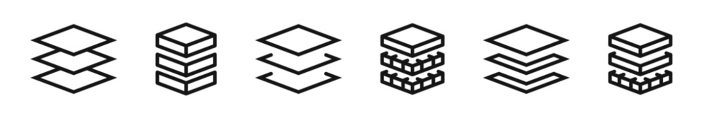 Poster - Layer vector icon set. Layers collection. Layered Material Icons. Line vector layer symbols.