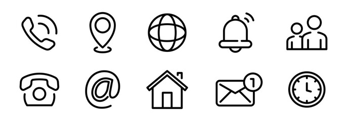 Poster - contact vector icons. communication icons. web buttons collection. contact icons set. business commu