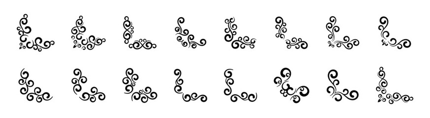 Poster - Frame corners collection. Ornamental design elements. Corner element icons.