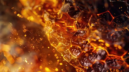 Poster - Explore a vibrant 3D visualization of metallic human elements, featuring dynamic textures and glowing colors. Perfect for creative projects and modern design.