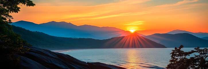 Wall Mural - smoky mountain sunset