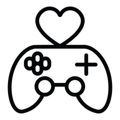 Poster - Joystick with heart shape line icon, black friday concept. Vector graphics. Game console controller, best gaming sign on white background, style for mobile or design.