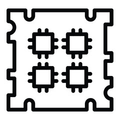 Fototapete - Processor with four cores and threads line icon, neural dataset concept. Vector graphics. Microchip for data, chips sign on white background, style for mobile or design.