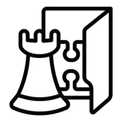 Poster - Games folder line icon, gaming concept. Vector graphics. Folder with chess and puzzle piece, game data sign on white background, style for mobile or design.