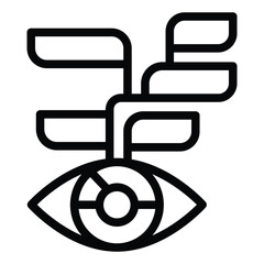 Poster - Eye with many popup bubbles line icon, neural network concept. Vector graphics. Visual data recognition sign on white background, style for mobile or design.