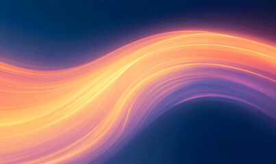 Poster - Abstract Light Waves in Blue and Orange Hues with a Futuristic Touch