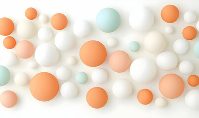 Poster - Abstract 3D Balls in Soft Colors with Shadows on White Background