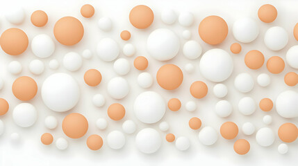 Poster - Abstract 3D Balls in Soft White and Orange Arrangement with Shadows