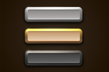 Wall Mural - Golden, silver, black frame label, event bar button, gold signboard. Vector