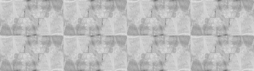 Leinwandbilder - Old gray grey white vintage worn shabby patchwork triangular triangles motif tiles stone concrete cement wall texture background banner panorama, seamless pattern