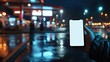 © BirD - Night Scene Phone Mockup at Gas Station phone mockup gas station night urban blurred background dark