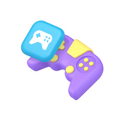 Poster - Esport cyber video game joystick gamepad entertainment 3d icon realistic vector illustration. Digital gaming controller console virtual reality technology remote device modern wireless player